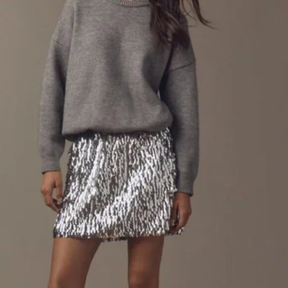 Anthropologie Long sleeve knit and sequin twofer mini dress - Picture 3 of 5